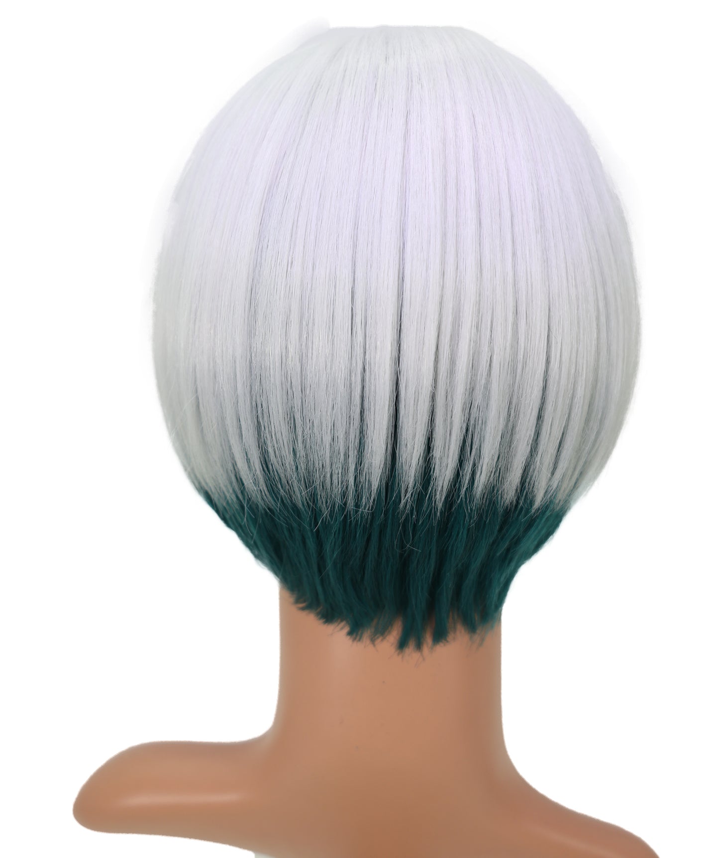 Wigs2you C-171 コスプレウィッグ レディース ホワイト＆グリーン ショート ストレート 9インチ フルウィッグ 耐熱ファイバー キャップレス アニメ風 ハロウィン 仮装 イベント パーティー