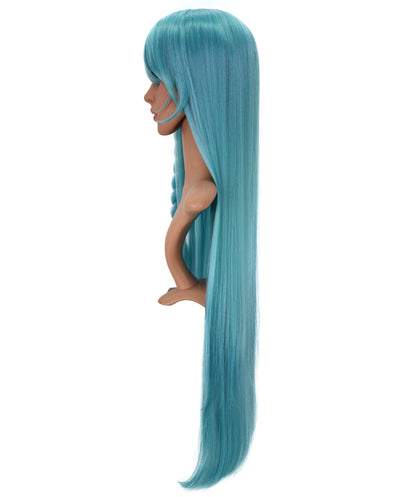 Wigs2you C-172 コスプレウィッグ レディース アクアブルー＆ピンク ロング ストレート 35インチ フルウィッグ 耐熱ファイバー ツートンカラー アニメ風 ハロウィン 仮装 イベント パーティー