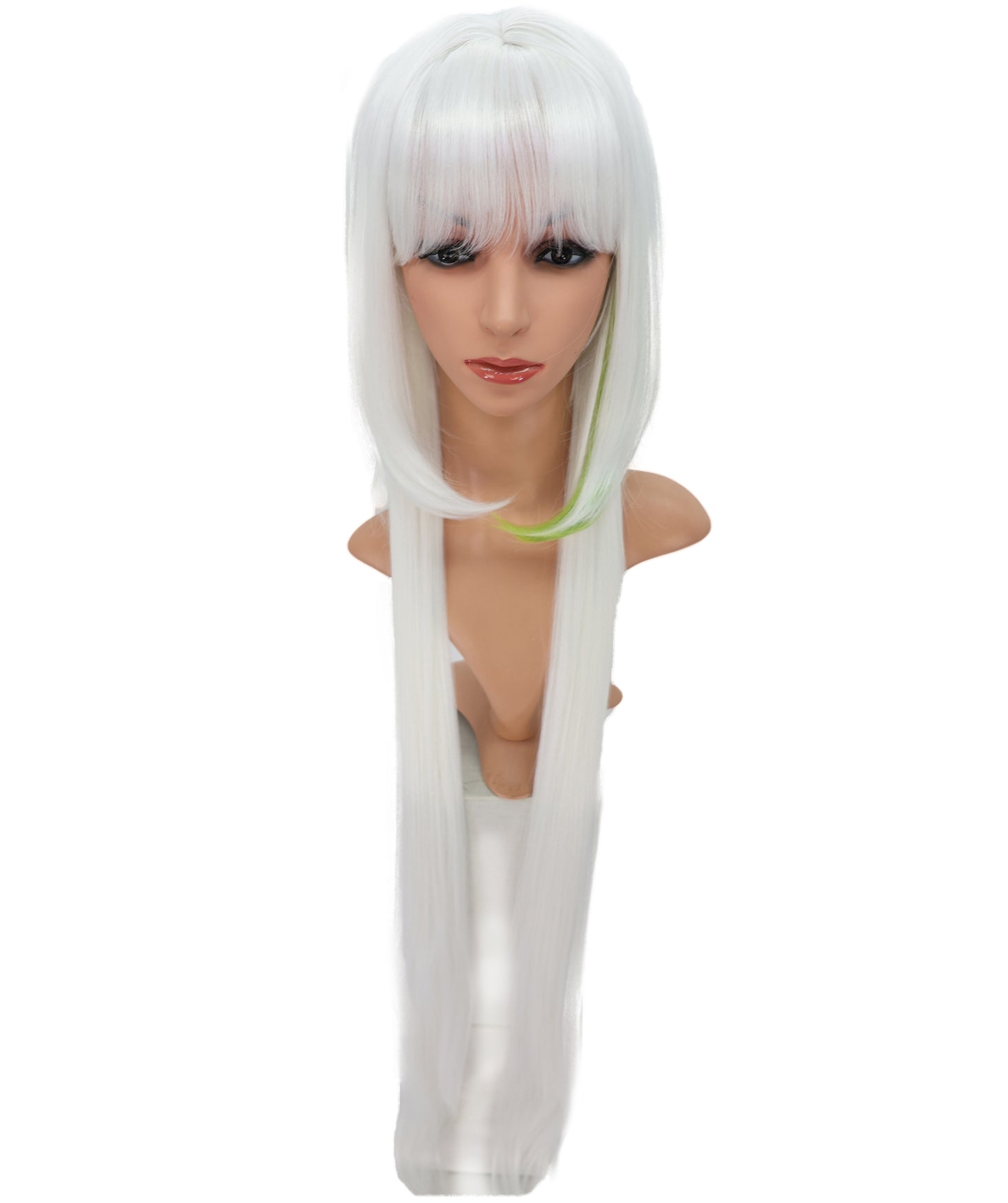 Wigs2you C-173 コスプレウィッグ レディース ホワイト ロング ストレート 43.5インチ フルウィッグ 耐熱ファイバー スーパーロング アニメ風 ハロウィン 仮装 イベント パーティー