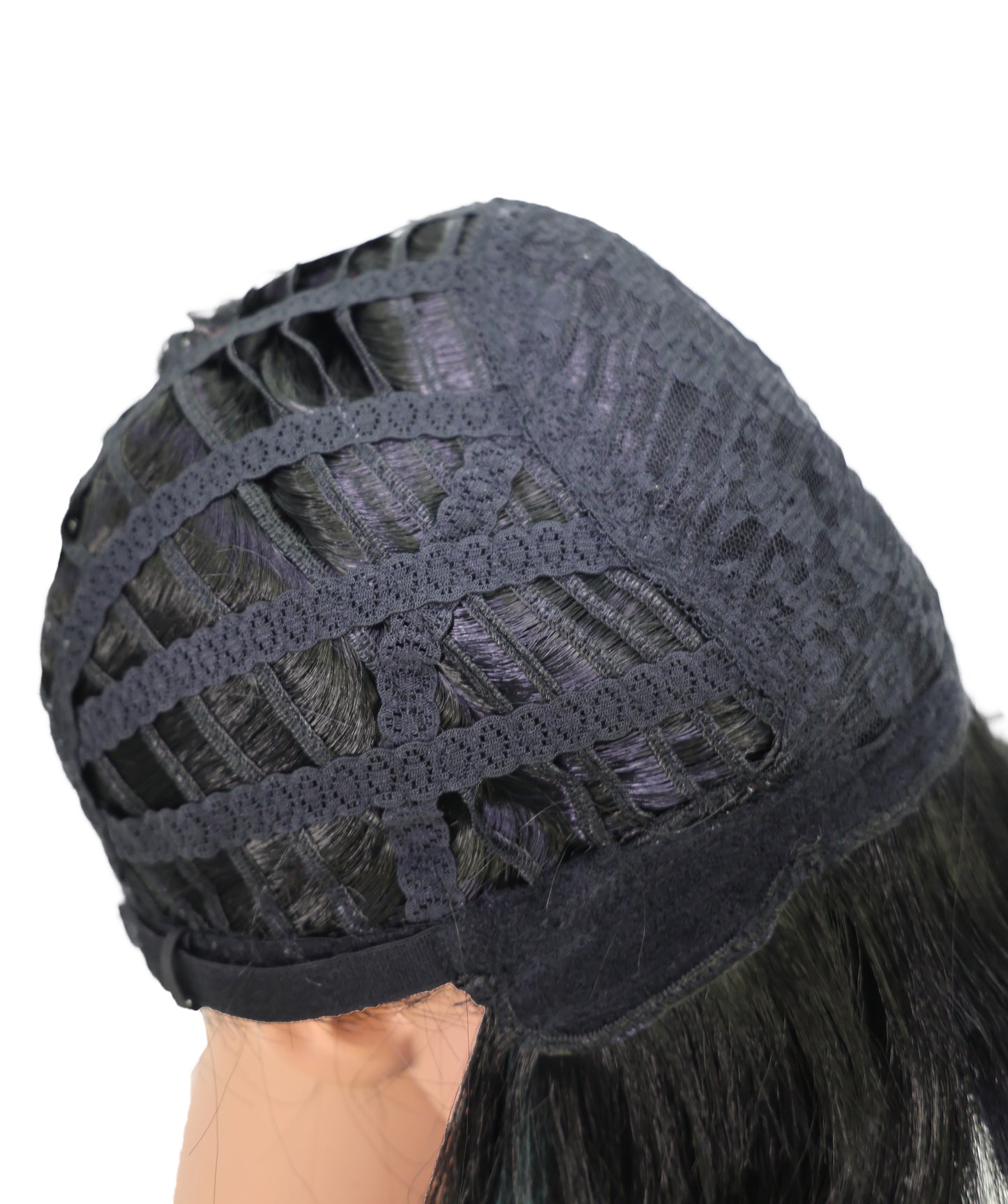 Wigs2you C-176 コスプレウィッグ レディース ブラック＆ミントブルー ポニーテール ロング 27インチ フルウィッグ 耐熱ファイバー キャップレス アニメ風 ハロウィン 仮装 イベント パーティー