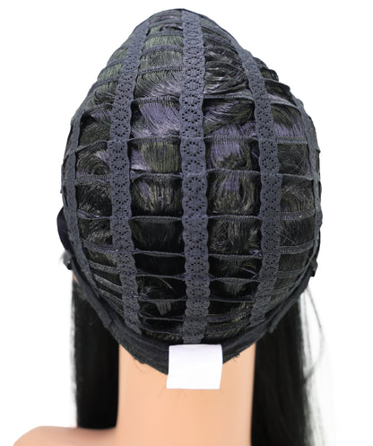 Wigs2you C-176 コスプレウィッグ レディース ブラック＆ミントブルー ポニーテール ロング 27インチ フルウィッグ 耐熱ファイバー キャップレス アニメ風 ハロウィン 仮装 イベント パーティー
