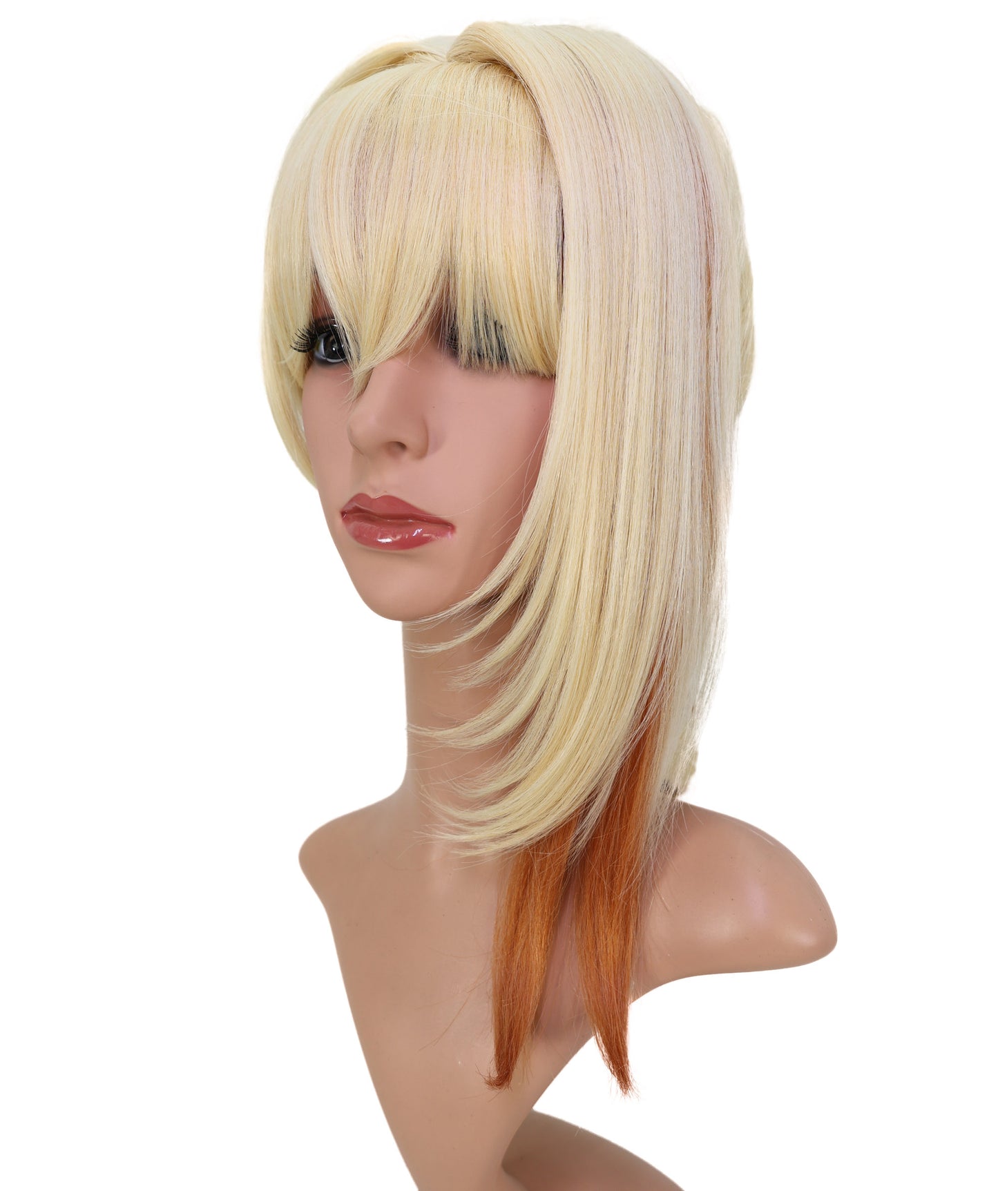 Wigs2you C-177 コスプレウィッグ レディース ブロンド ポニーテール 17.5インチ 前髪付き フルウィッグ 耐熱ファイバー キャップレス アニメ風 ハロウィン 仮装 舞台 イベント