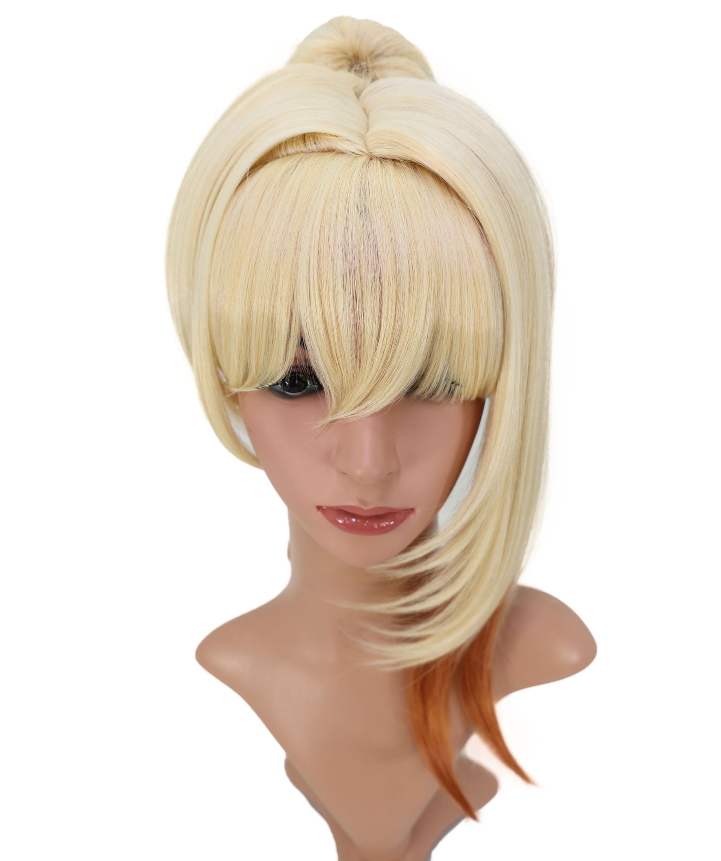 Wigs2you C-177 コスプレウィッグ レディース ブロンド ポニーテール 17.5インチ 前髪付き フルウィッグ 耐熱ファイバー キャップレス アニメ風 ハロウィン 仮装 舞台 イベント