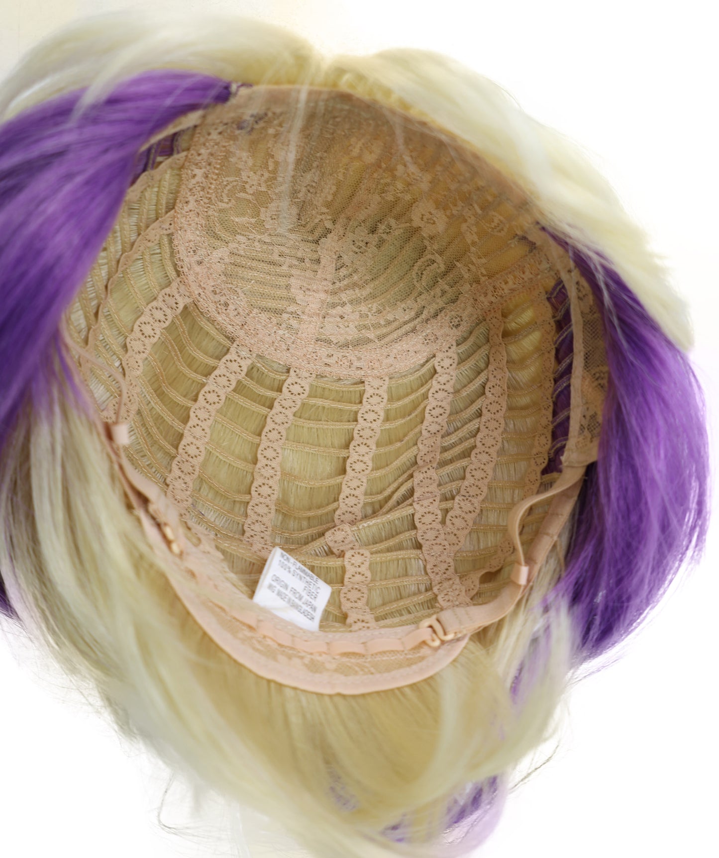Wigs2you C-178 コスプレウィッグ レディース ブロンド＆パープル ツートンカラー ストレート 17インチ 前髪付き フルウィッグ 耐熱ファイバー キャップレス アニメ風 ハロウィン 仮装 舞台 イベント