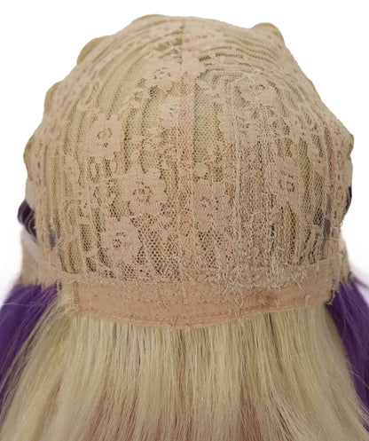 Wigs2you C-178 コスプレウィッグ レディース ブロンド＆パープル ツートンカラー ストレート 17インチ 前髪付き フルウィッグ 耐熱ファイバー キャップレス アニメ風 ハロウィン 仮装 舞台 イベント