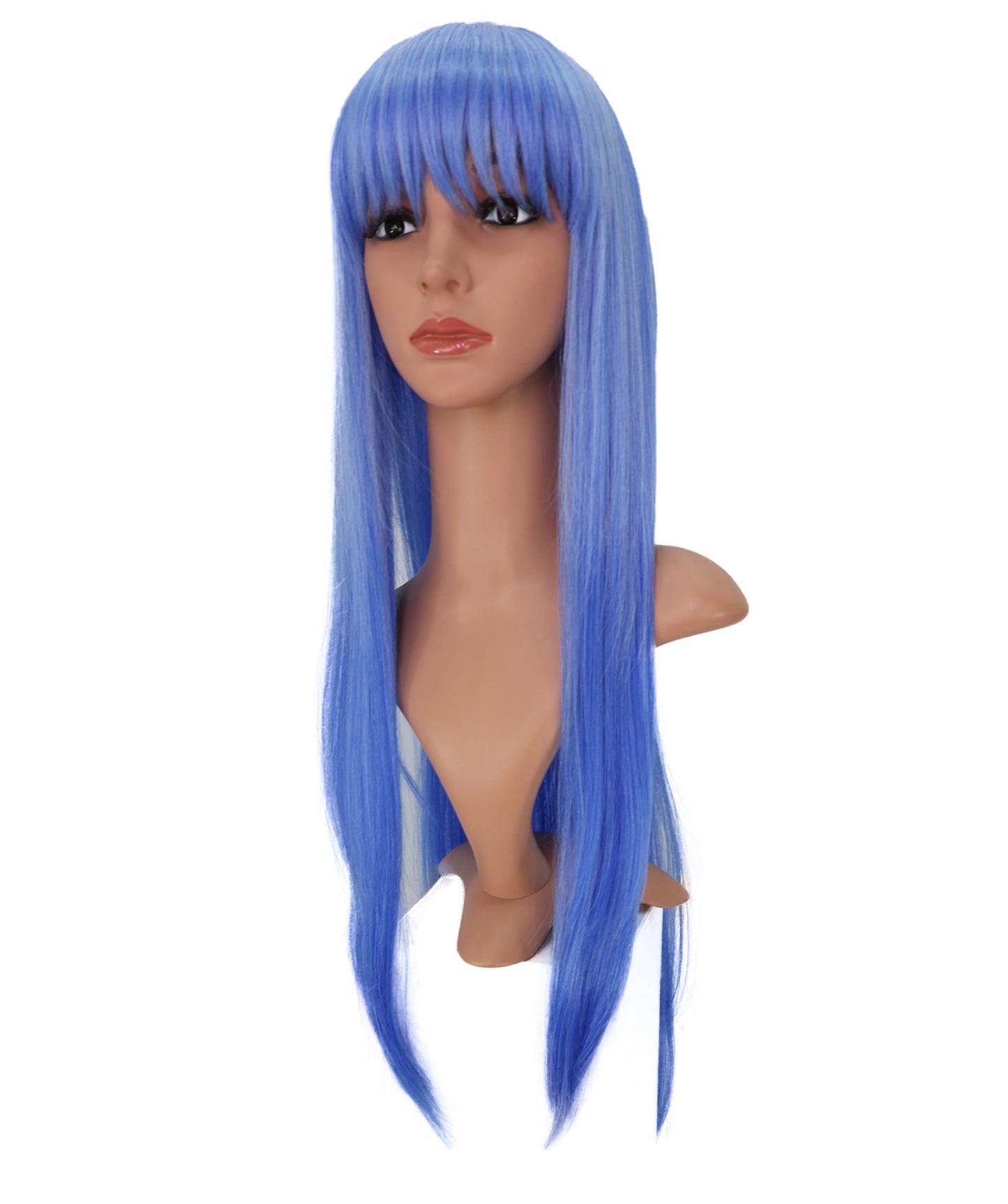 Wigs2you C-179 コスプレウィッグ レディース ブルー ロング ストレート 31.5インチ 前髪付き フルウィッグ 耐熱ファイバー キャップレス アニメ風 ハロウィン 仮装 舞台 イベント
