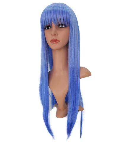 Wigs2you C-179 コスプレウィッグ レディース ブルー ロング ストレート 31.5インチ 前髪付き フルウィッグ 耐熱ファイバー キャップレス アニメ風 ハロウィン 仮装 舞台 イベント