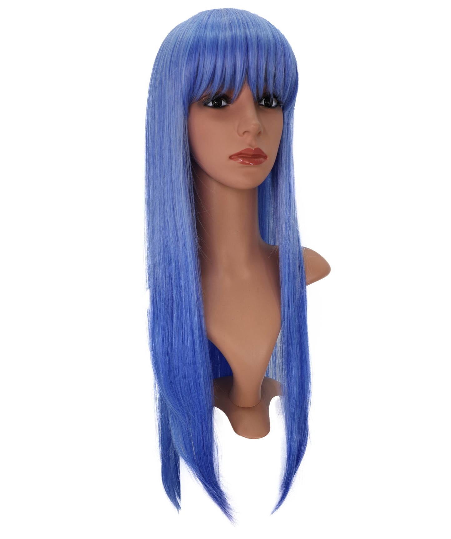 Wigs2you C-179 コスプレウィッグ レディース ブルー ロング ストレート 31.5インチ 前髪付き フルウィッグ 耐熱ファイバー キャップレス アニメ風 ハロウィン 仮装 舞台 イベント