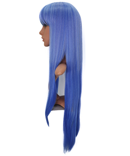 Wigs2you C-179 コスプレウィッグ レディース ブルー ロング ストレート 31.5インチ 前髪付き フルウィッグ 耐熱ファイバー キャップレス アニメ風 ハロウィン 仮装 舞台 イベント