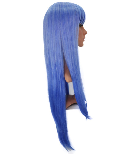 Wigs2you C-179 コスプレウィッグ レディース ブルー ロング ストレート 31.5インチ 前髪付き フルウィッグ 耐熱ファイバー キャップレス アニメ風 ハロウィン 仮装 舞台 イベント