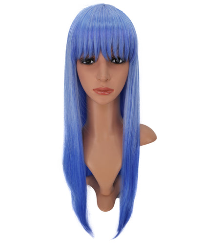 Wigs2you C-179 コスプレウィッグ レディース ブルー ロング ストレート 31.5インチ 前髪付き フルウィッグ 耐熱ファイバー キャップレス アニメ風 ハロウィン 仮装 舞台 イベント