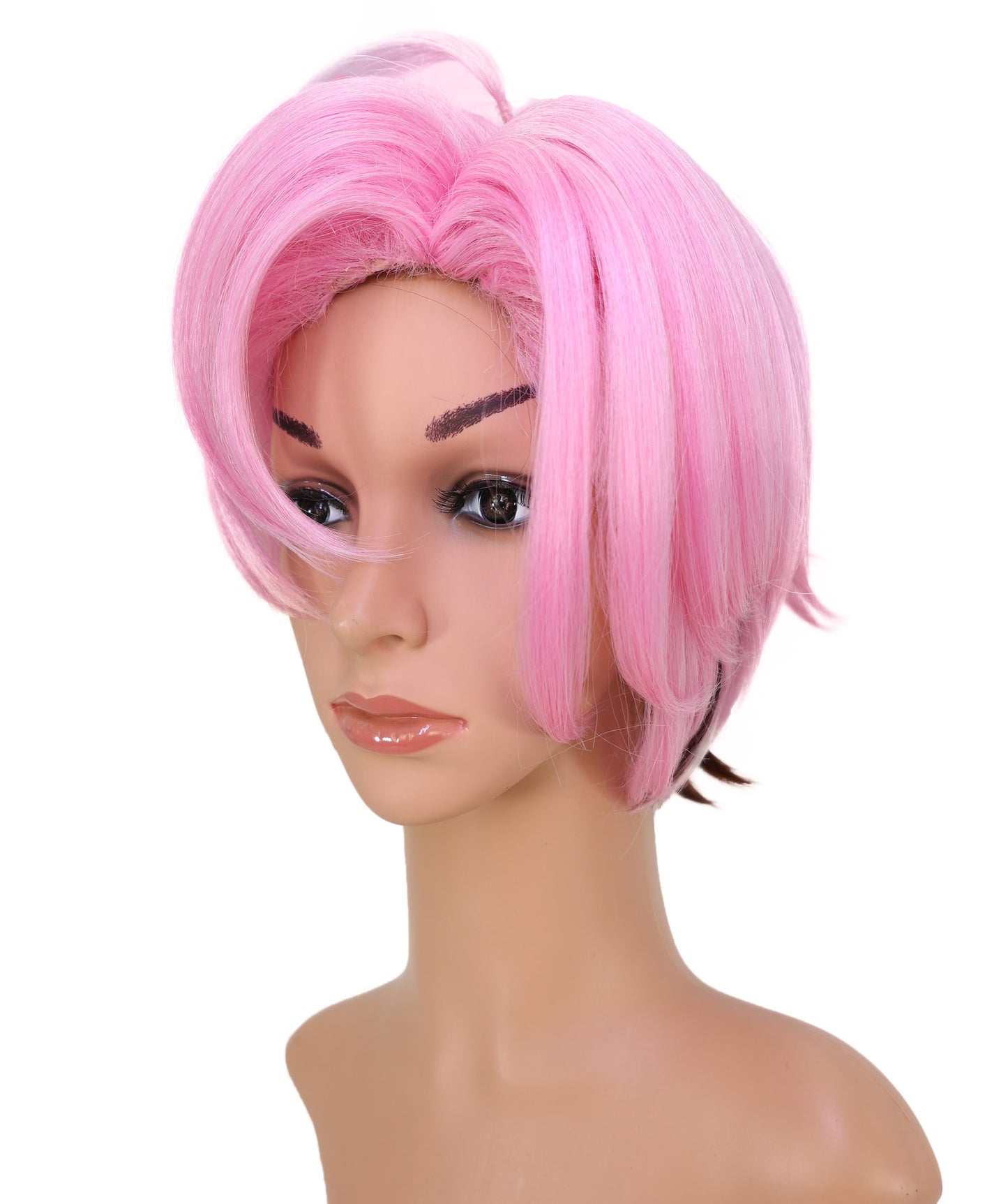 Wigs2you C-180 コスプレウィッグ レディース ピンク ショート レイヤーカット 13インチ 前髪付き フルウィッグ 耐熱ファイバー キャップレス アニメ風 ハロウィン 仮装 舞台 イベント