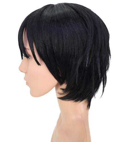 Wigs2you C-181 コスプレウィッグ メンズ レディース ブラック ショート レイヤーカット 11インチ 前髪付き フルウィッグ 耐熱ファイバー キャップレス アニメ風 ハロウィン 仮装 舞台 イベント