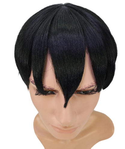 Wigs2you C-181 コスプレウィッグ メンズ レディース ブラック ショート レイヤーカット 11インチ 前髪付き フルウィッグ 耐熱ファイバー キャップレス アニメ風 ハロウィン 仮装 舞台 イベント