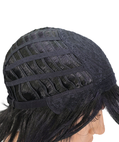 Wigs2you C-181 コスプレウィッグ メンズ レディース ブラック ショート レイヤーカット 11インチ 前髪付き フルウィッグ 耐熱ファイバー キャップレス アニメ風 ハロウィン 仮装 舞台 イベント