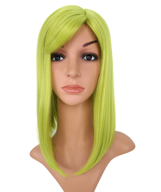 Wigs2you C-182 コスプレウィッグ レディース ライムグリーン ボブ ストレート 13.5インチ 前髪付き フルウィッグ 耐熱ファイバー キャップレス アニメ風 ハロウィン 仮装 舞台 イベント パフォーマンス