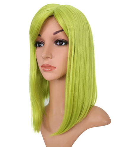 Wigs2you C-182 コスプレウィッグ レディース ライムグリーン ボブ ストレート 13.5インチ 前髪付き フルウィッグ 耐熱ファイバー キャップレス アニメ風 ハロウィン 仮装 舞台 イベント パフォーマンス