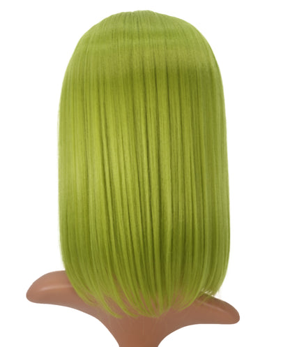 Wigs2you C-182 コスプレウィッグ レディース ライムグリーン ボブ ストレート 13.5インチ 前髪付き フルウィッグ 耐熱ファイバー キャップレス アニメ風 ハロウィン 仮装 舞台 イベント パフォーマンス