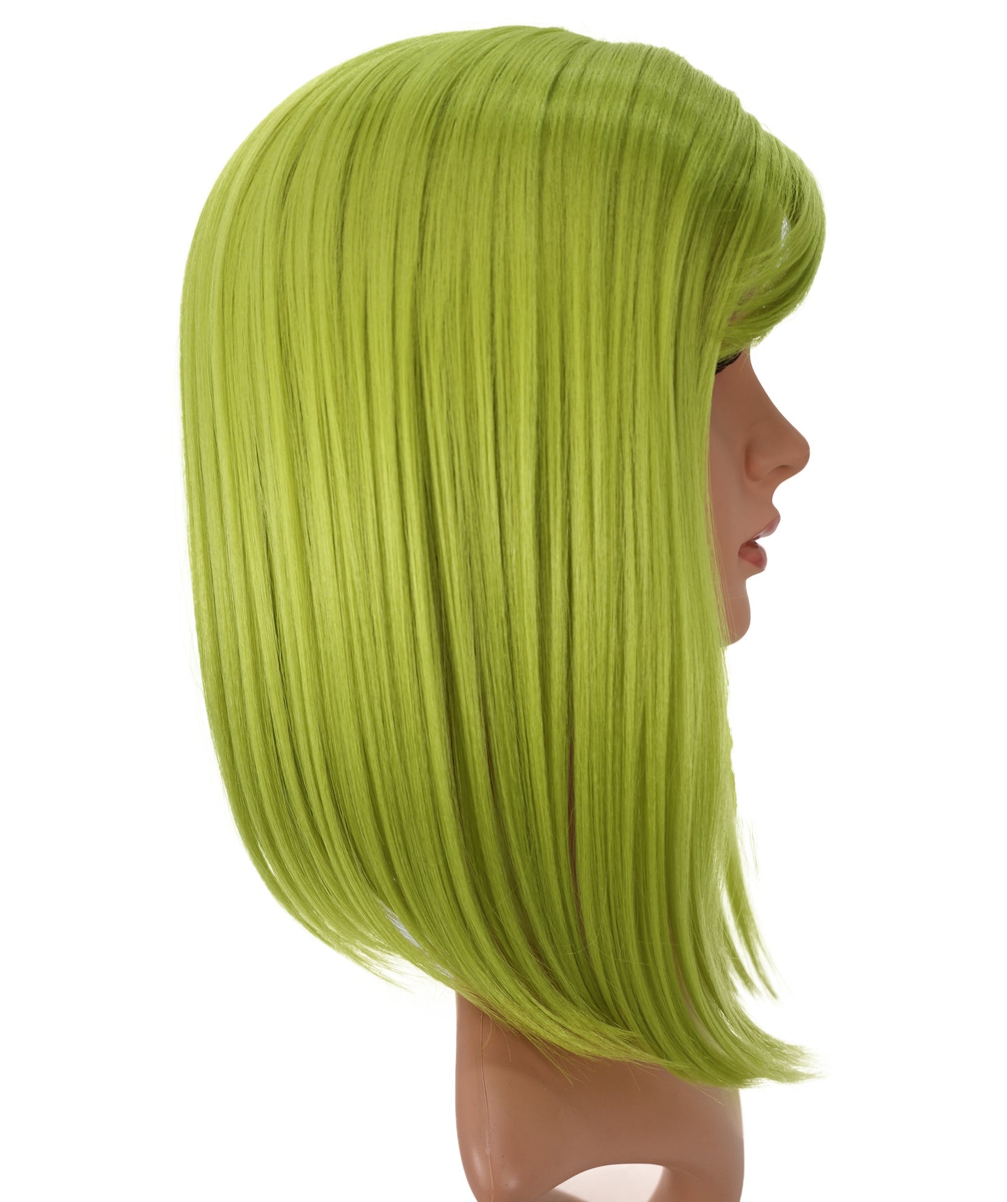 Wigs2you C-182 コスプレウィッグ レディース ライムグリーン ボブ ストレート 13.5インチ 前髪付き フルウィッグ 耐熱ファイバー キャップレス アニメ風 ハロウィン 仮装 舞台 イベント パフォーマンス