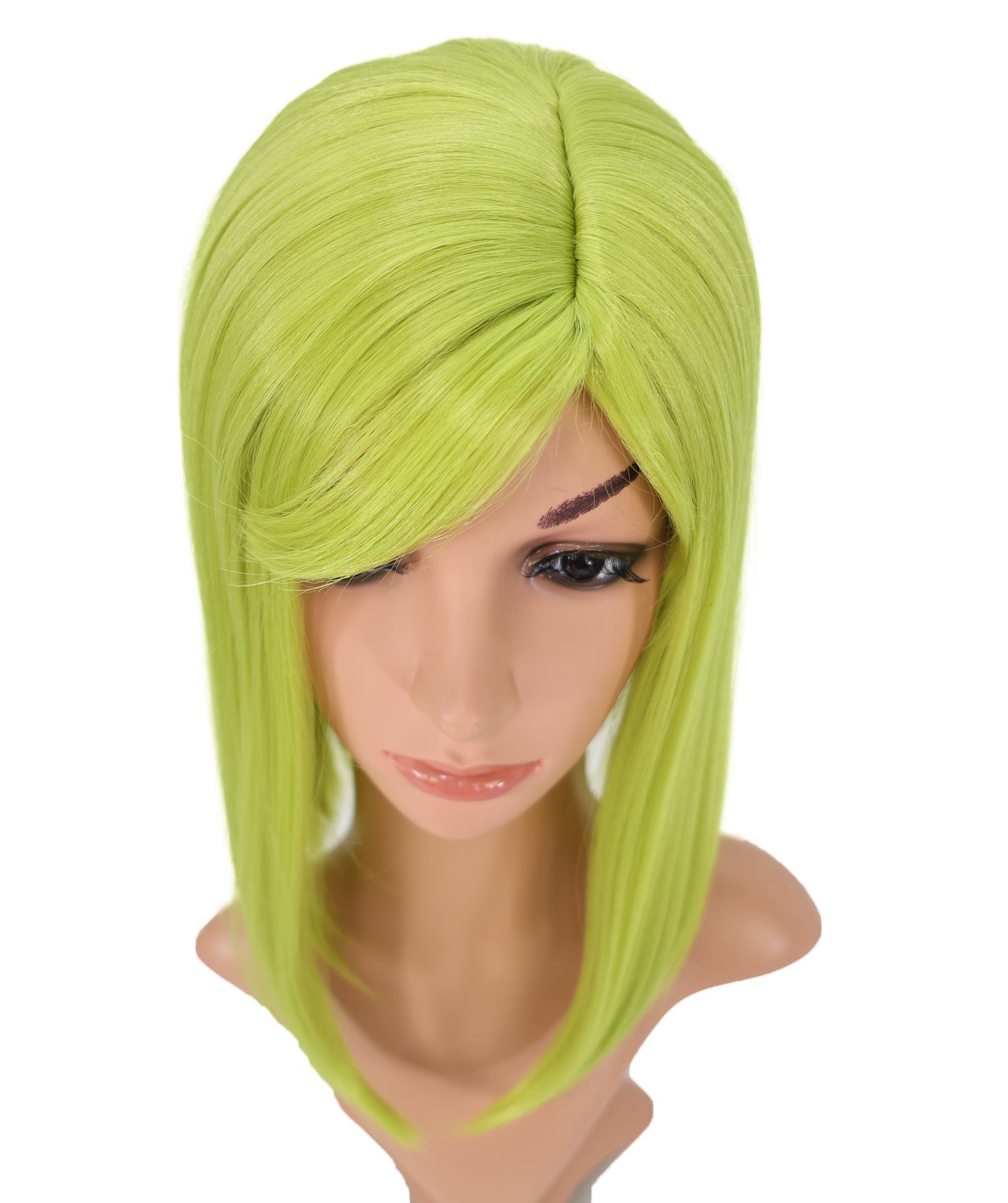 Wigs2you C-182 コスプレウィッグ レディース ライムグリーン ボブ ストレート 13.5インチ 前髪付き フルウィッグ 耐熱ファイバー キャップレス アニメ風 ハロウィン 仮装 舞台 イベント パフォーマンス