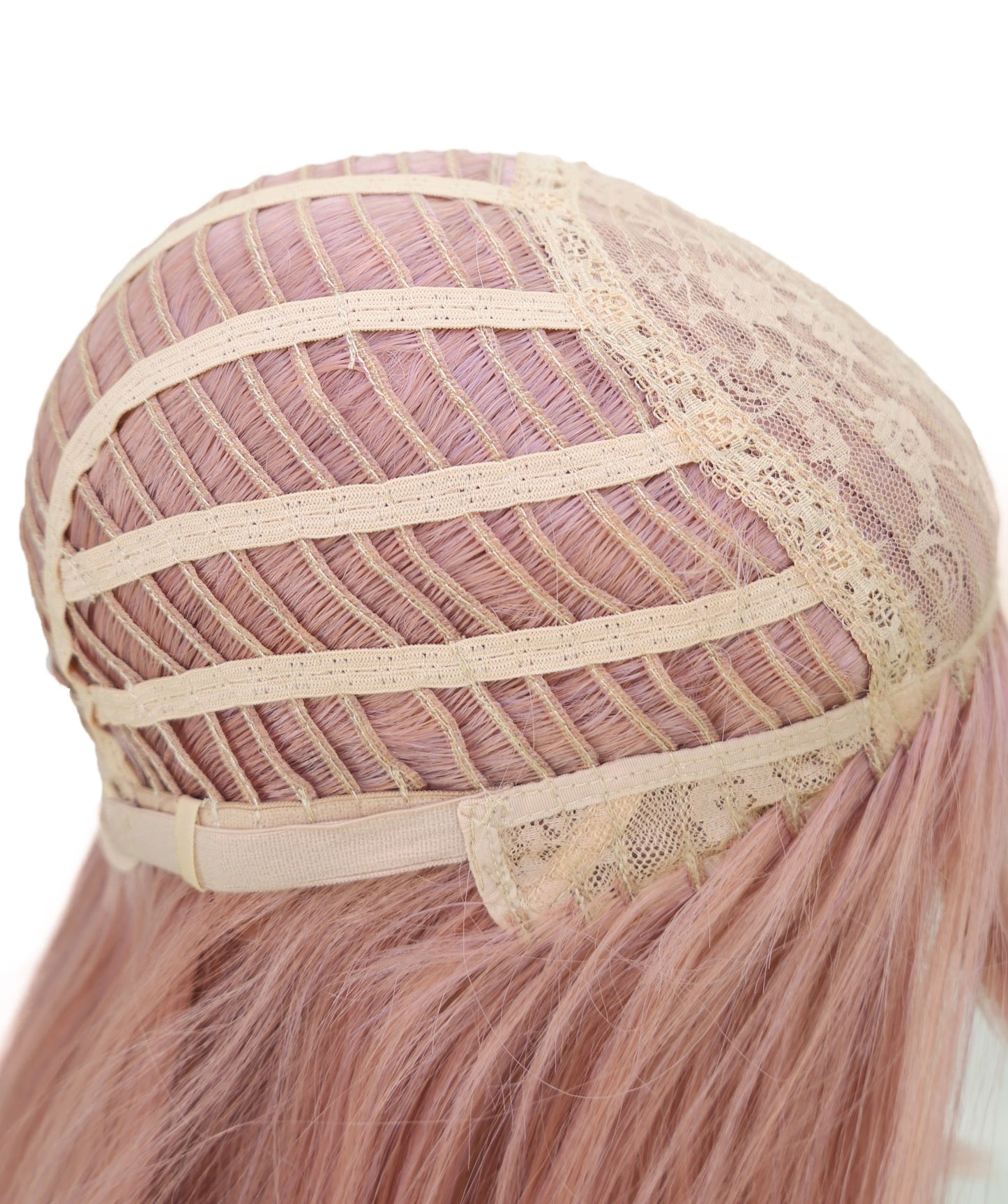 Wigs2you C-183 コスプレウィッグ レディース ダークピンク ロング ストレート 22インチ 前髪付き フルウィッグ 耐熱ファイバー キャップレス アニメ風 ハロウィン 仮装 パーティー 舞台 イベント