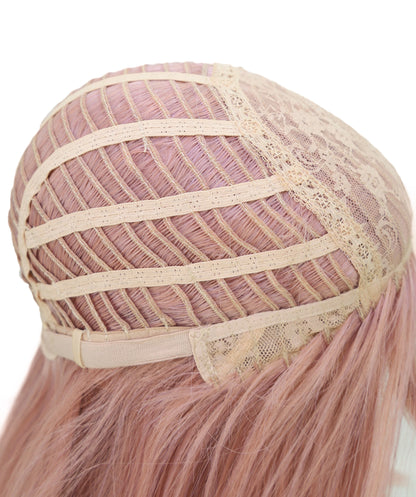 Wigs2you C-183 コスプレウィッグ レディース ダークピンク ロング ストレート 22インチ 前髪付き フルウィッグ 耐熱ファイバー キャップレス アニメ風 ハロウィン 仮装 パーティー 舞台 イベント