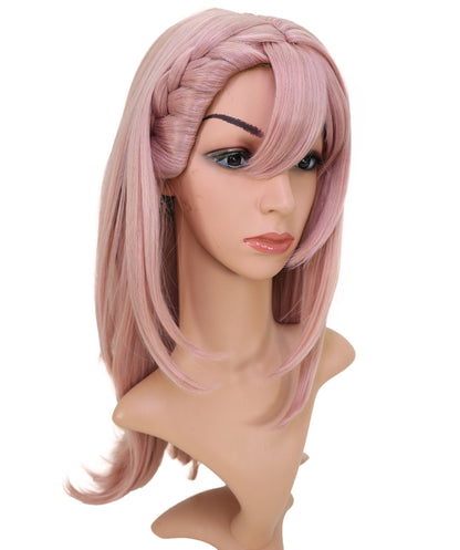 Wigs2you C-183 コスプレウィッグ レディース ダークピンク ロング ストレート 22インチ 前髪付き フルウィッグ 耐熱ファイバー キャップレス アニメ風 ハロウィン 仮装 パーティー 舞台 イベント