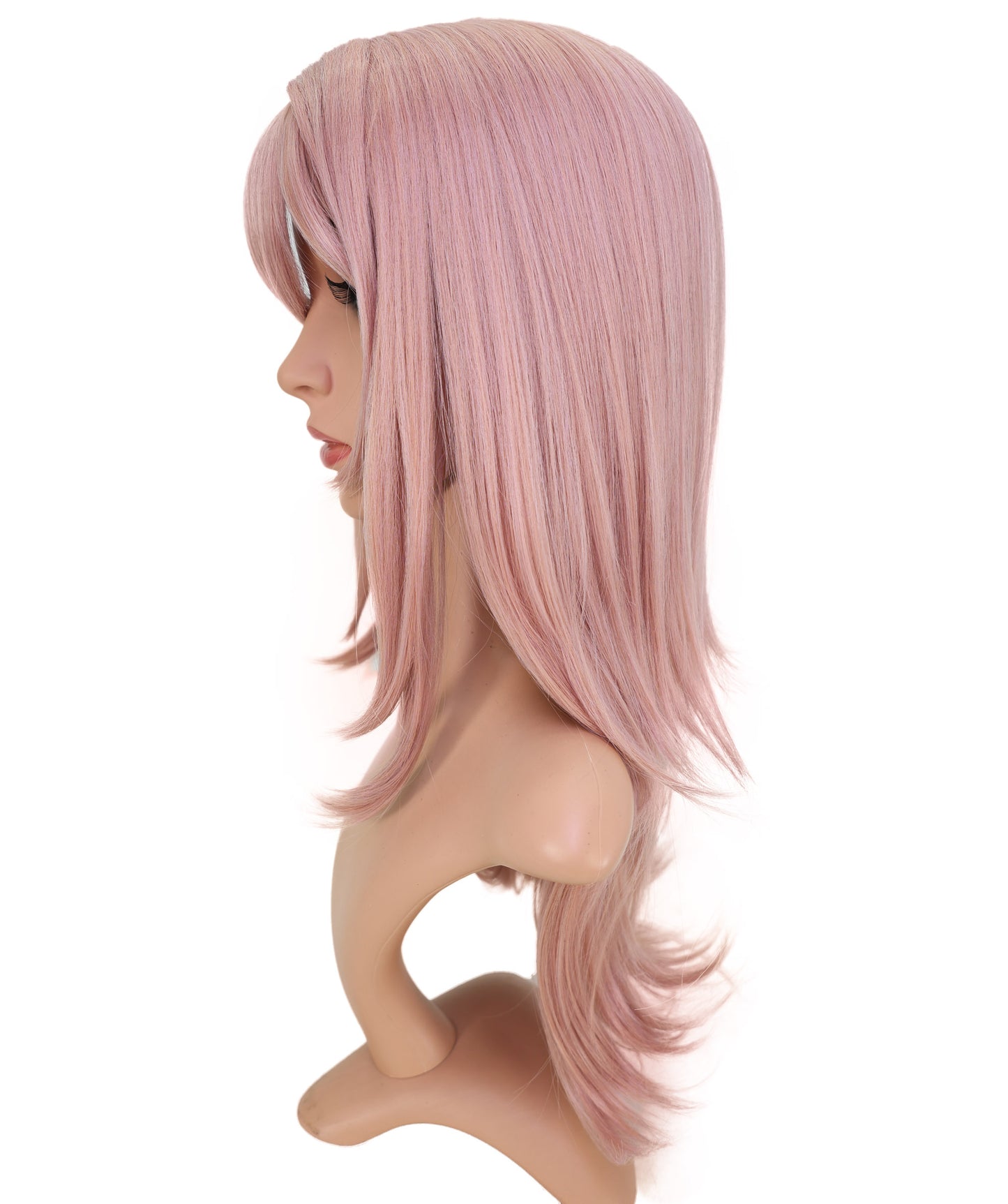 Wigs2you C-183 コスプレウィッグ レディース ダークピンク ロング ストレート 22インチ 前髪付き フルウィッグ 耐熱ファイバー キャップレス アニメ風 ハロウィン 仮装 パーティー 舞台 イベント