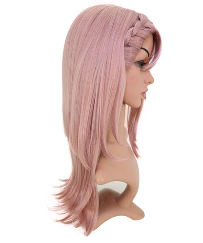 Wigs2you C-183 コスプレウィッグ レディース ダークピンク ロング ストレート 22インチ 前髪付き フルウィッグ 耐熱ファイバー キャップレス アニメ風 ハロウィン 仮装 パーティー 舞台 イベント