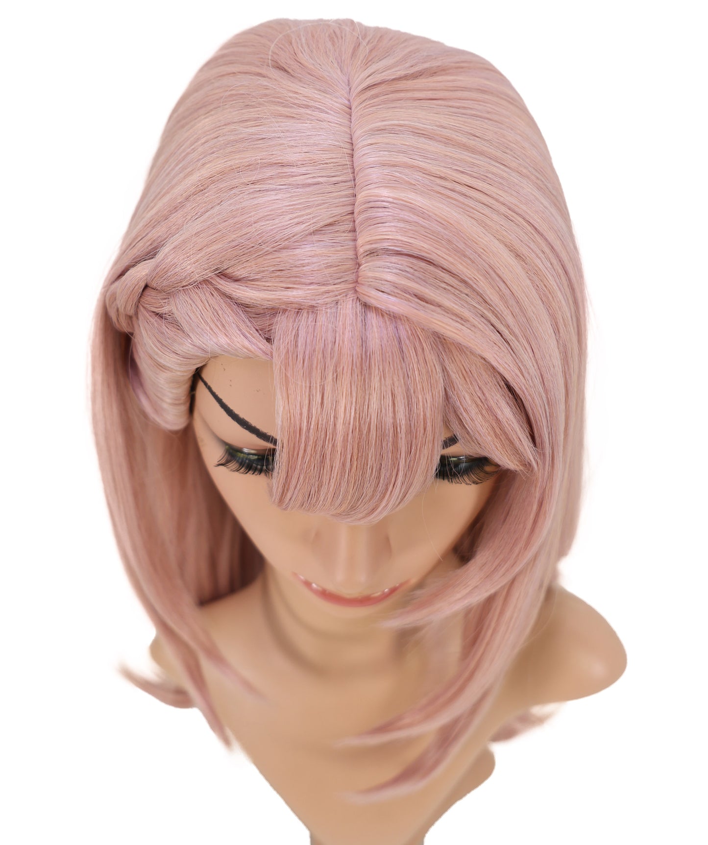 Wigs2you C-183 コスプレウィッグ レディース ダークピンク ロング ストレート 22インチ 前髪付き フルウィッグ 耐熱ファイバー キャップレス アニメ風 ハロウィン 仮装 パーティー 舞台 イベント