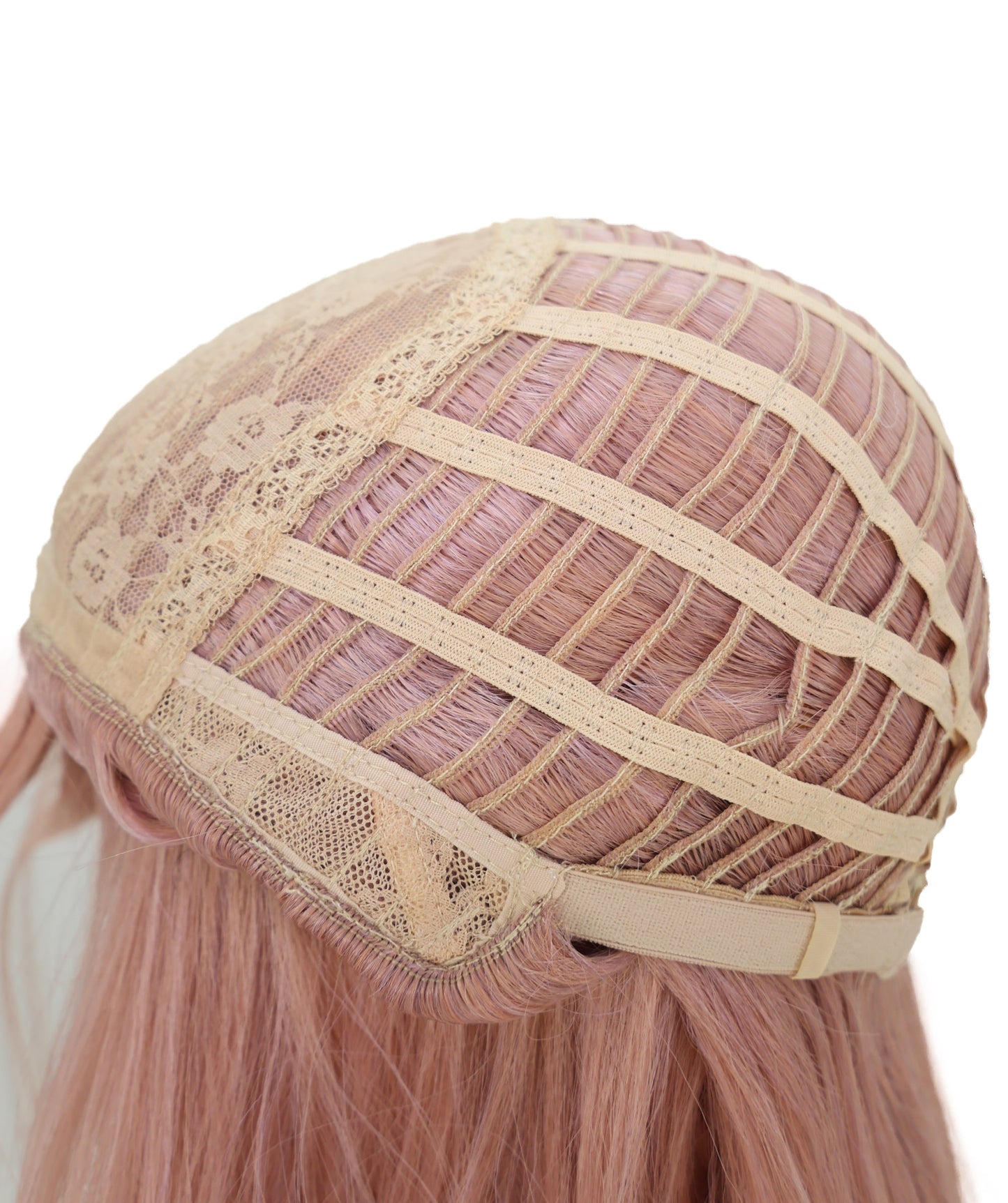 Wigs2you C-183 コスプレウィッグ レディース ダークピンク ロング ストレート 22インチ 前髪付き フルウィッグ 耐熱ファイバー キャップレス アニメ風 ハロウィン 仮装 パーティー 舞台 イベント