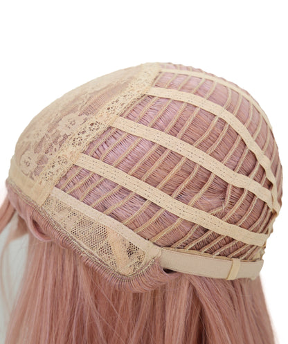Wigs2you C-183 コスプレウィッグ レディース ダークピンク ロング ストレート 22インチ 前髪付き フルウィッグ 耐熱ファイバー キャップレス アニメ風 ハロウィン 仮装 パーティー 舞台 イベント