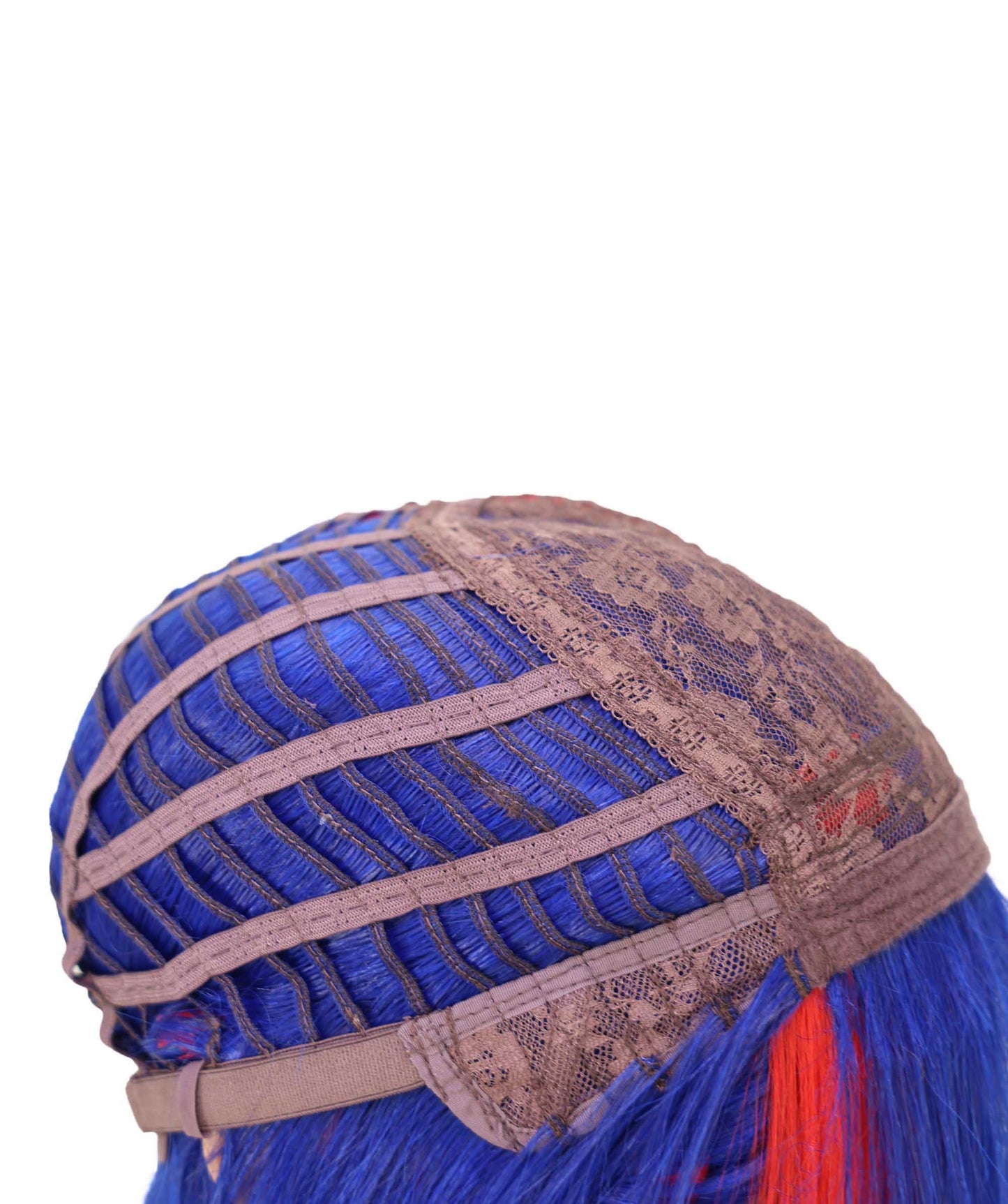 Wigs2you C-185 女性用コスプレウィッグ、赤と青、ロング、ストレート、35インチ、フルウィッグ、耐熱・難燃性ファイバー、キャップレス、ハロウィン、コスチューム、イベント、パーティーに最適
