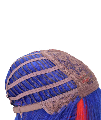 Wigs2you C-185 女性用コスプレウィッグ、赤と青、ロング、ストレート、35インチ、フルウィッグ、耐熱・難燃性ファイバー、キャップレス、ハロウィン、コスチューム、イベント、パーティーに最適