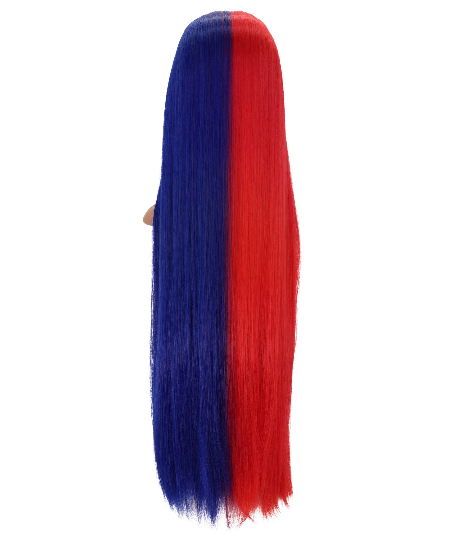 Wigs2you C-185 女性用コスプレウィッグ、赤と青、ロング、ストレート、35インチ、フルウィッグ、耐熱・難燃性ファイバー、キャップレス、ハロウィン、コスチューム、イベント、パーティーに最適