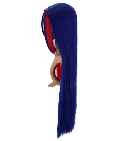 Wigs2you C-185 女性用コスプレウィッグ、赤と青、ロング、ストレート、35インチ、フルウィッグ、耐熱・難燃性ファイバー、キャップレス、ハロウィン、コスチューム、イベント、パーティーに最適