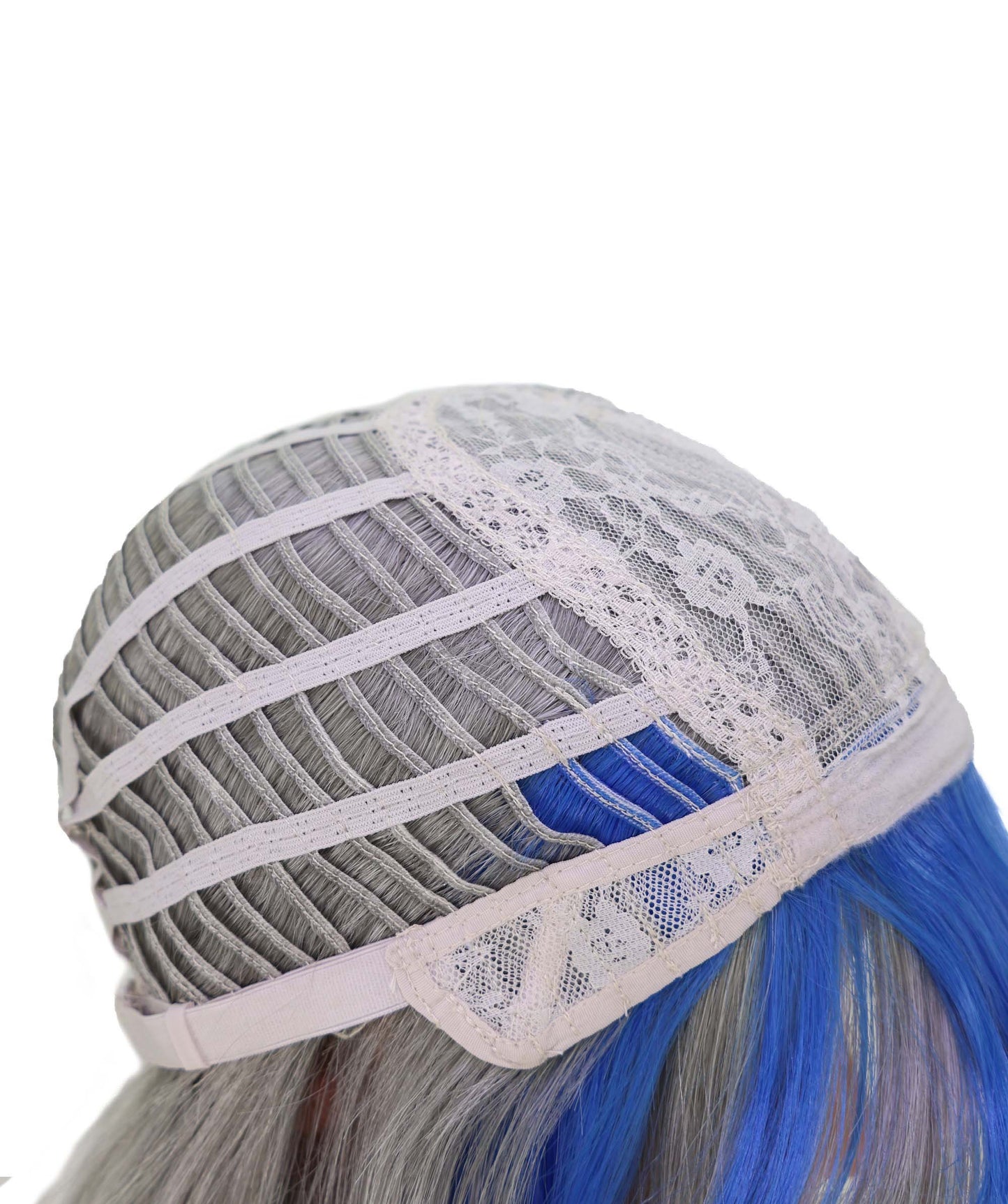 Wigs2you C-188 女性用コスプレウィッグ、グレーとブルー、ロング、ストレート、21インチ、フルウィッグ、耐熱ファイバー、キャップレス、ハロウィン、コスチューム、イベント、パーティーに最適