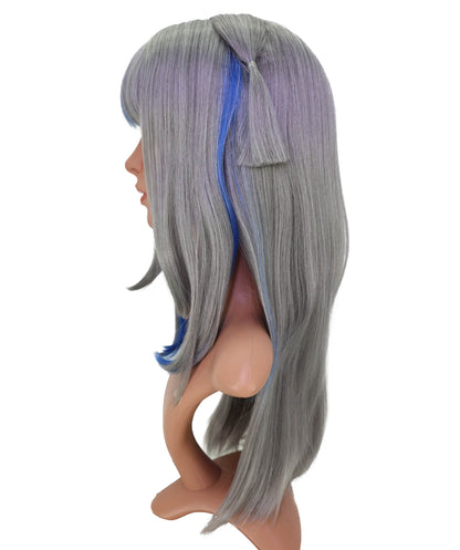 Wigs2you C-188 女性用コスプレウィッグ、グレーとブルー、ロング、ストレート、21インチ、フルウィッグ、耐熱ファイバー、キャップレス、ハロウィン、コスチューム、イベント、パーティーに最適
