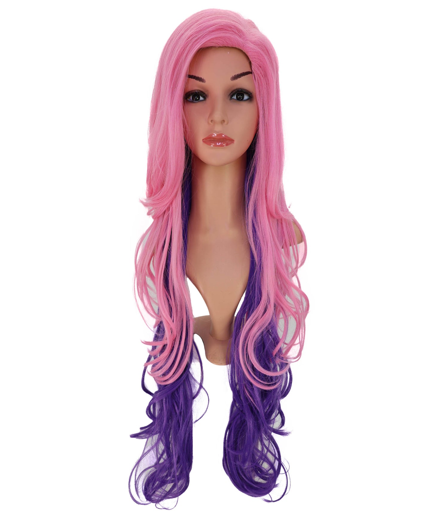 Wigs2you C-189 女性用コスプレウィッグ、ピンクとパープル、ロング、ストレート、34インチ、フルウィッグ、耐熱ファイバー、キャップレス、ハロウィン、コスチューム、イベント、パーティーに最適。