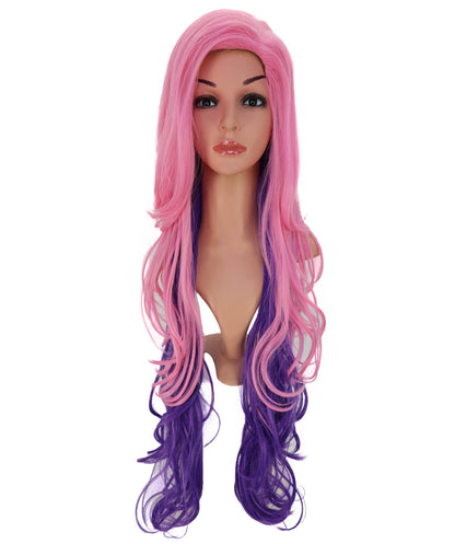 Wigs2you C-189 女性用コスプレウィッグ、ピンクとパープル、ロング、ストレート、34インチ、フルウィッグ、耐熱ファイバー、キャップレス、ハロウィン、コスチューム、イベント、パーティーに最適。