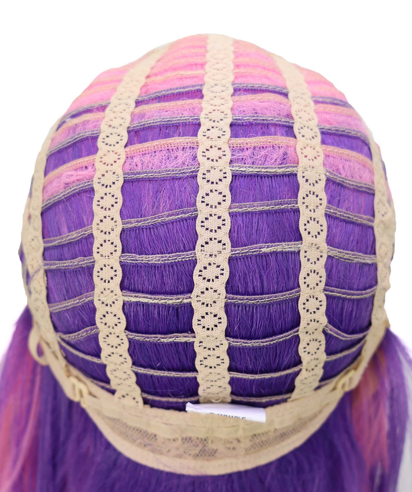Wigs2you C-189 女性用コスプレウィッグ、ピンクとパープル、ロング、ストレート、34インチ、フルウィッグ、耐熱ファイバー、キャップレス、ハロウィン、コスチューム、イベント、パーティーに最適。