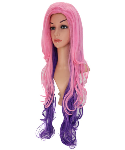 Wigs2you C-189 女性用コスプレウィッグ、ピンクとパープル、ロング、ストレート、34インチ、フルウィッグ、耐熱ファイバー、キャップレス、ハロウィン、コスチューム、イベント、パーティーに最適。