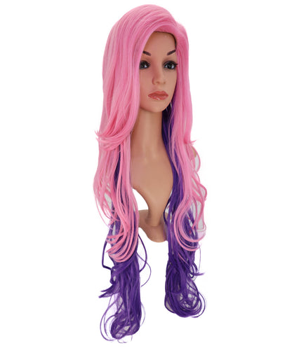 Wigs2you C-189 女性用コスプレウィッグ、ピンクとパープル、ロング、ストレート、34インチ、フルウィッグ、耐熱ファイバー、キャップレス、ハロウィン、コスチューム、イベント、パーティーに最適。