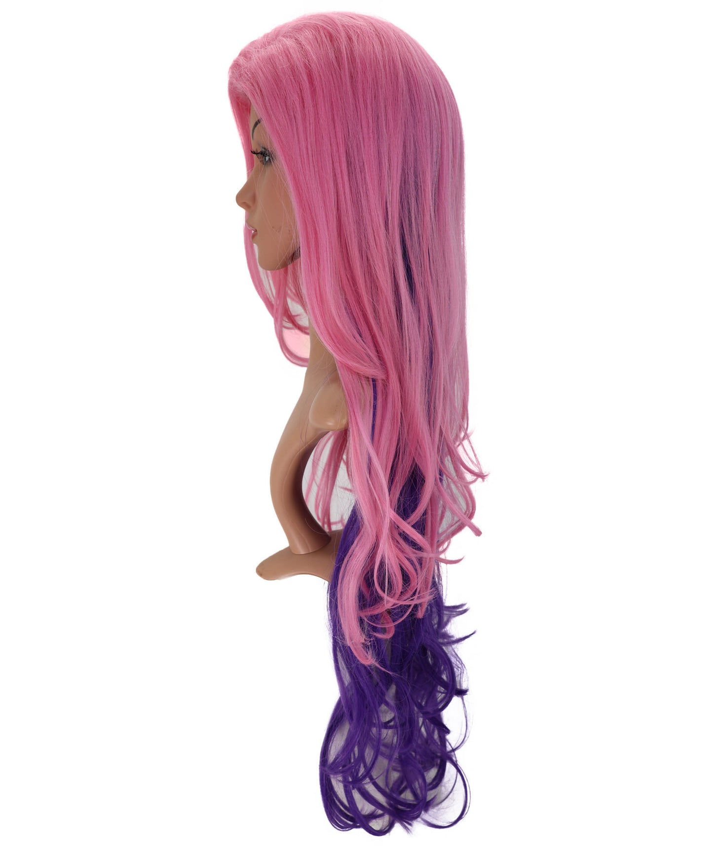 Wigs2you C-189 女性用コスプレウィッグ、ピンクとパープル、ロング、ストレート、34インチ、フルウィッグ、耐熱ファイバー、キャップレス、ハロウィン、コスチューム、イベント、パーティーに最適。