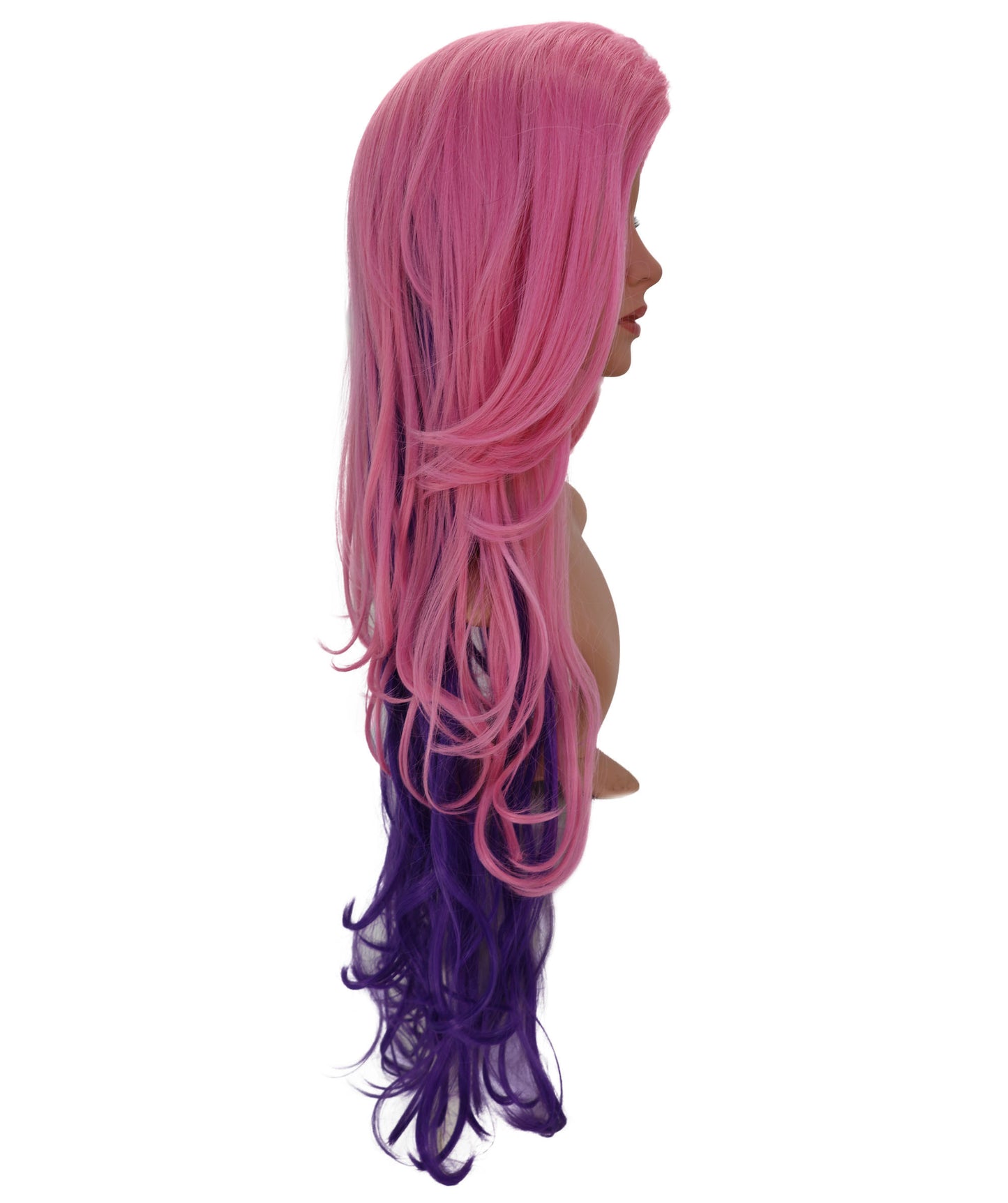 Wigs2you C-189 女性用コスプレウィッグ、ピンクとパープル、ロング、ストレート、34インチ、フルウィッグ、耐熱ファイバー、キャップレス、ハロウィン、コスチューム、イベント、パーティーに最適。