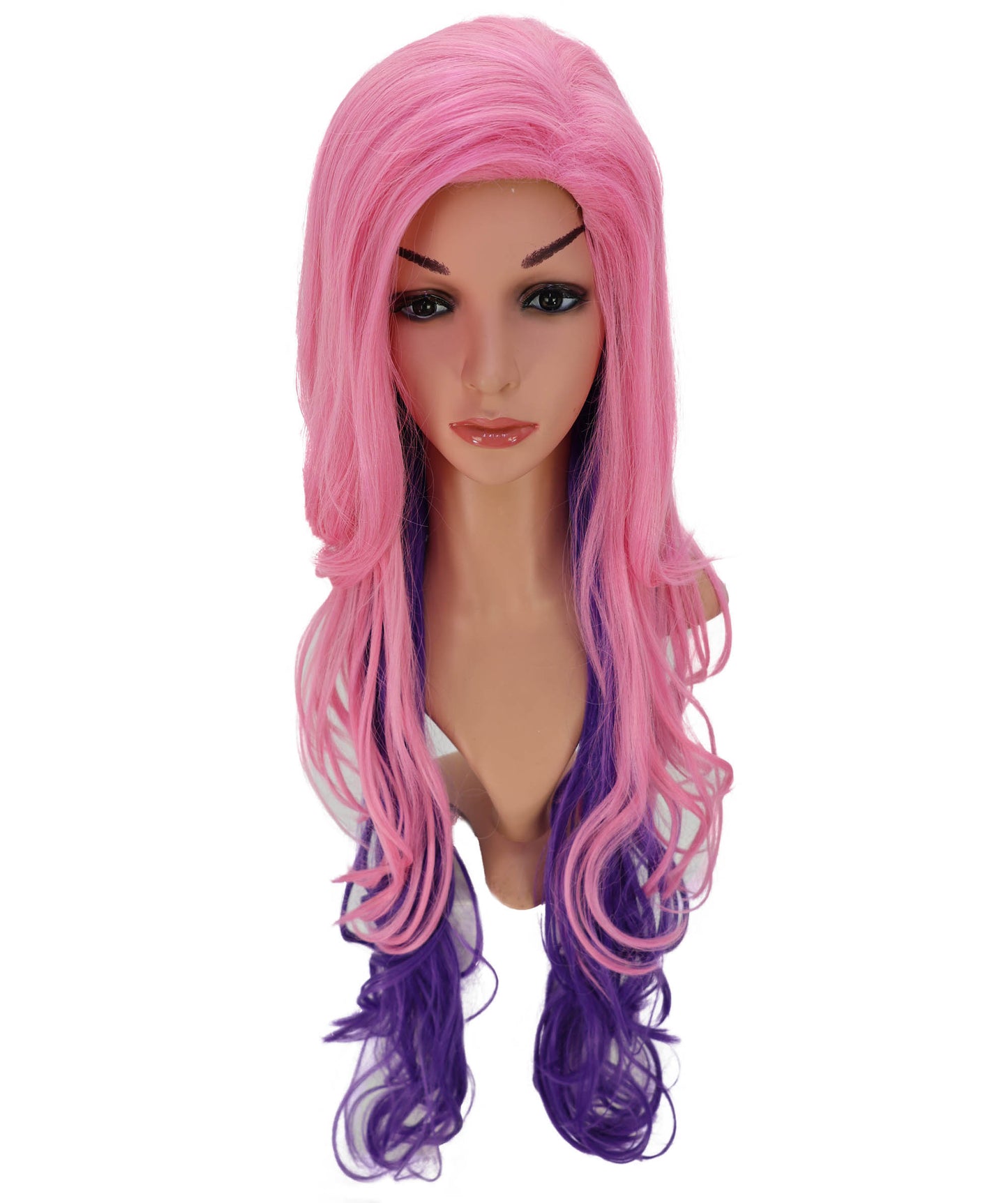 Wigs2you C-189 女性用コスプレウィッグ、ピンクとパープル、ロング、ストレート、34インチ、フルウィッグ、耐熱ファイバー、キャップレス、ハロウィン、コスチューム、イベント、パーティーに最適。