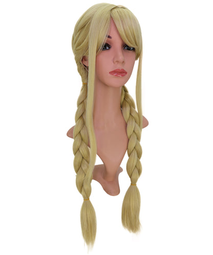 Wigs2you C-192コスプレウィッグ ブロンド 編み込み アニメ風 ロング 29.5インチ キャップレス 耐熱合成繊維 女性用 ハロウィン コスプレ