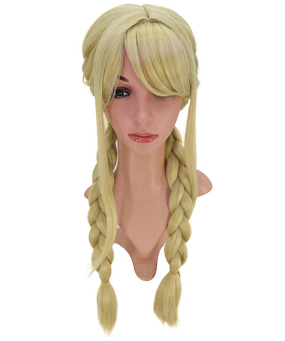 Wigs2you C-192コスプレウィッグ ブロンド 編み込み アニメ風 ロング 29.5インチ キャップレス 耐熱合成繊維 女性用 ハロウィン コスプレ