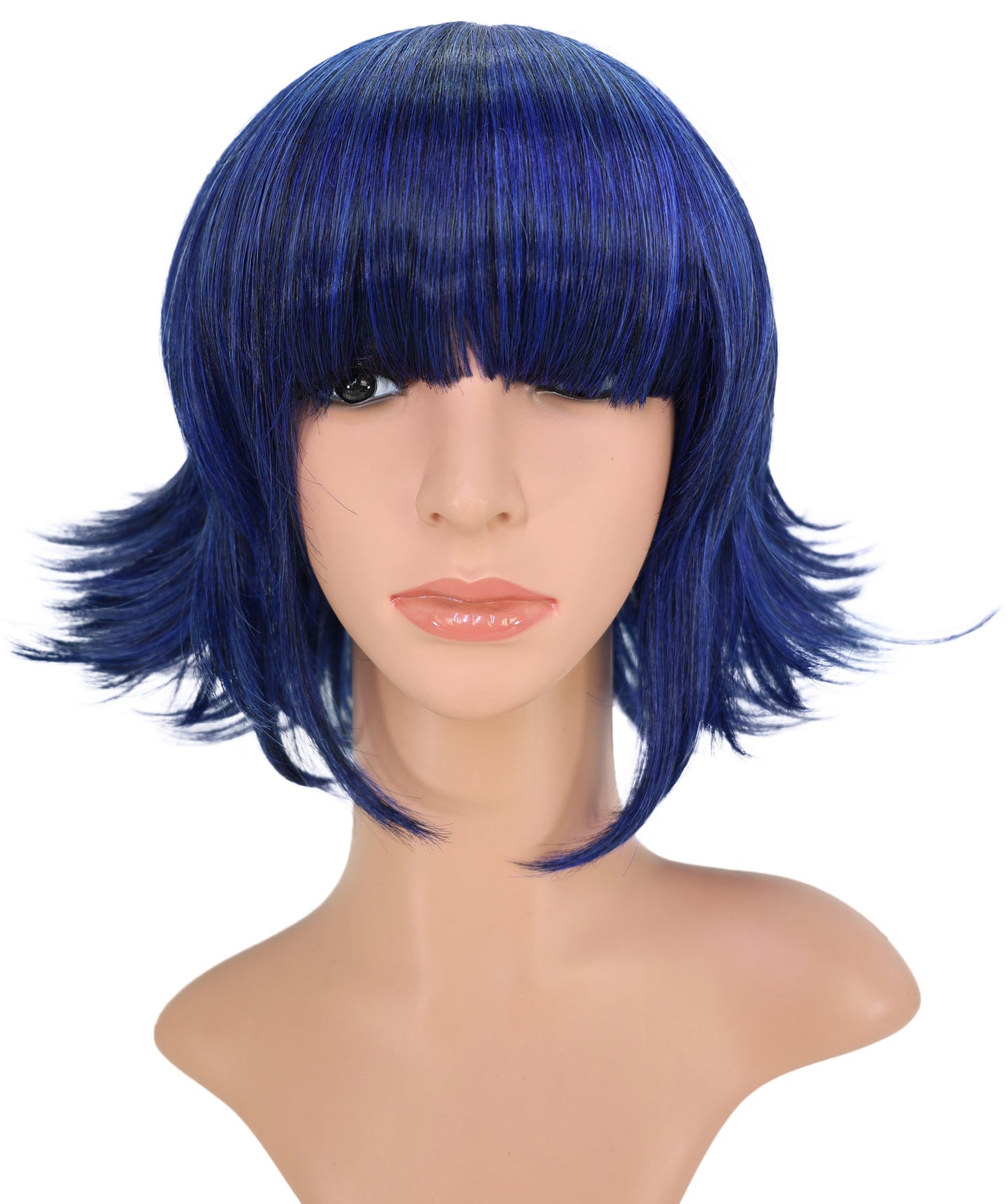 Wigs2you C-194 コスプレウィッグ ダークブルー ショート アニメ風 キャラクター 標準キャップ 合成繊維 女性用 コスプレ