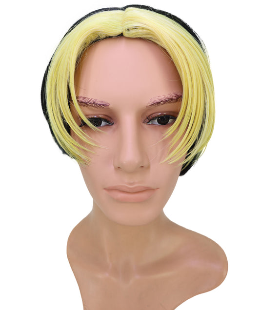 Wigs2you C-196 コスプレウィッグ ゴールデンブロンド×ブラック ショート 11インチ キャップレス アニメ風 耐熱合成繊維 男性用 コスプレ